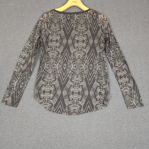 Prana Long Sleeve Geometric Print Top Charcoal Grey XS - Picture 5 of 8